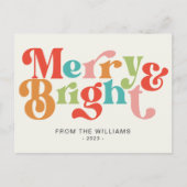 Vrolijke en heldere kleurrijke retro vibes kerst feestdagenkaart (Voorkant)