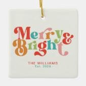 Vrolijke en heldere kleurrijke retro vibes kerst keramisch ornament (Voorkant)