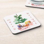 Vrolijke en heldere moderne kerstboom bier onderzetter (Linkerzijde)