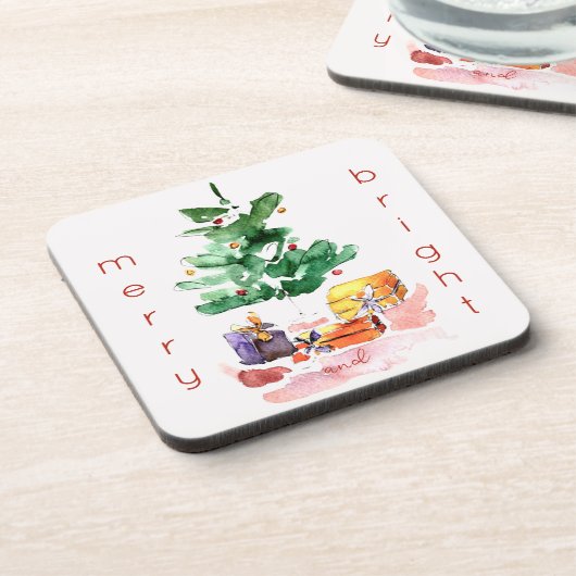 Vrolijke en heldere moderne kerstboom bier onderzetter (Linkerzijde)