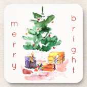 Vrolijke en heldere moderne kerstboom bier onderzetter (Voorkant)