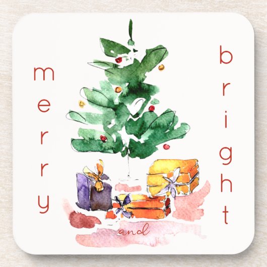 Vrolijke en heldere moderne kerstboom bier onderzetter (Voorkant)