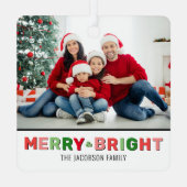 Vrolijke en heldere moderne kerstfoto metalen ornament (Achterkant)