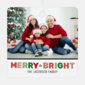 Vrolijke en heldere moderne kerstfoto metalen ornament (Voorkant)