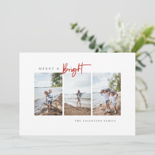 Vrolijke en heldere moderne minimalistische foto feestdagenkaart (Staand voorkant)