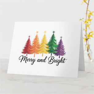 Vrolijke en heldere regenboog Kerstboom Gay LGBTQ  Kaart