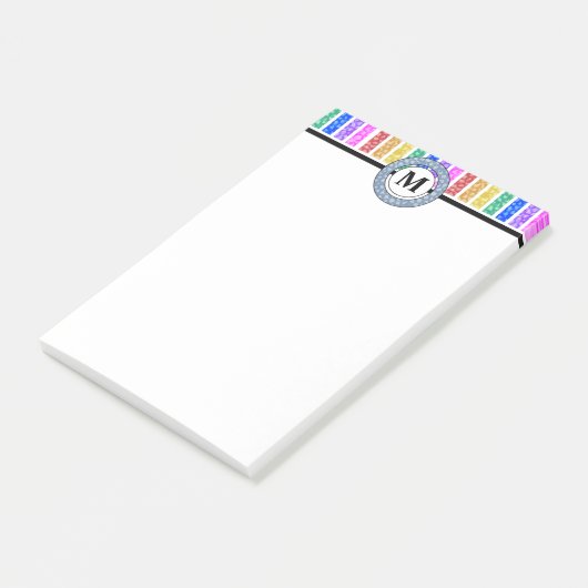 Vrolijke en heldere regenboog monogram strepen post-it® notes (Schuin)