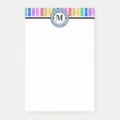 Vrolijke en heldere regenboog monogram strepen post-it® notes (Voorkant)