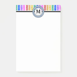 Vrolijke en heldere regenboog monogram strepen post-it® notes