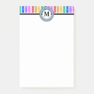 Vrolijke en heldere regenboog monogram strepen post-it® notes