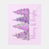 Vrolijke en heldere roze en Paarse kerstbomen Fleece Deken (Voorkant)