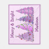 Vrolijke en heldere roze en Paarse kerstbomen Fleece Deken (Voorkant)