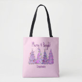 Vrolijke en heldere roze en Paarse kerstbomen Tote Bag (Voorkant)