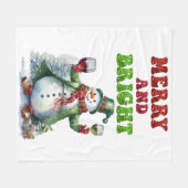 Vrolijke en heldere Sneeuwman Fleece Deken (Voorkant (Horizontaal))