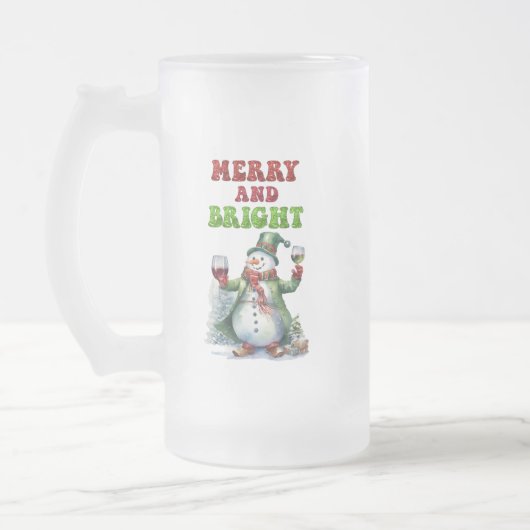 Vrolijke en heldere Sneeuwman Matglas Bierpul (Links)
