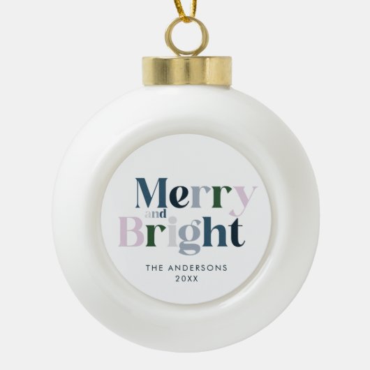 Vrolijke en heldere typografie Modern Keramische Bal Ornament (Voorkant)