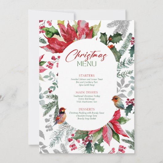 Vrolijke en heldere Waterverf kerstbotanicals Kaart (Voorkant)