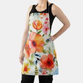 Vrolijke en heldere Waterverf Poppy Floral Schort (Insitu)