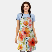 Vrolijke en heldere Waterverf Poppy Floral Schort (Gedragen)