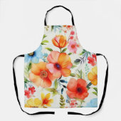 Vrolijke en heldere Waterverf Poppy Floral Schort (Voorkant)