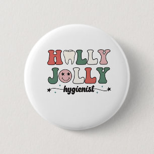 Vrolijke en Hygiënist tandarts Kerstman Ronde Button 5,7 Cm