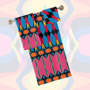 Vrolijke en levendige Abstracte symmetrie Bad Handdoek