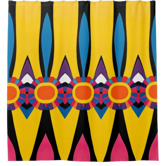 Vrolijke en levendige Abstracte symmetrie Douchegordijn (Voorkant)