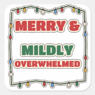 Vrolijke en licht overweldigde grappige kerst vierkante sticker