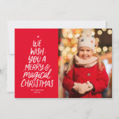 Vrolijke en magische kerstboom rode foto feestdagenkaart (Voorkant)