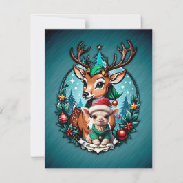 Vrolijke en uitnodigende kerstillustratie feestdagenkaart