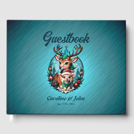 Vrolijke en uitnodigende kerstillustratie gastenboek