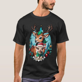 Vrolijke en uitnodigende kerstillustratie t-shirt
