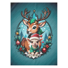 Vrolijke en uitnodigende kerstillustratie tafelkleed