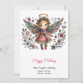 Vrolijke engelillustratie vrolijk feestdagenkaart (Voorkant)