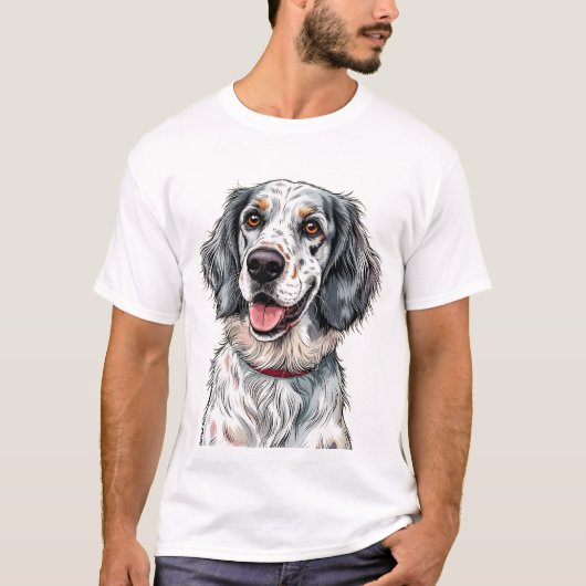 Vrolijke Engelse Setter-hond T-shirt (Voorkant)