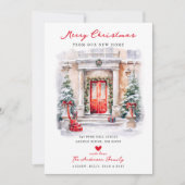 Vrolijke Entree Kerst Nieuwe Huis Verhuizen Aankondiging (Voorkant)