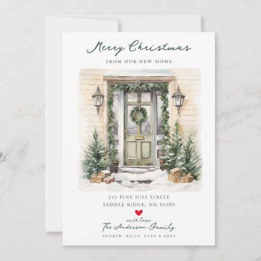 Vrolijke Entryway Christmas New Home Verhuizen Aankondiging (Voorkant)