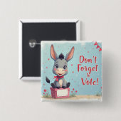 Vrolijke Ezel Stemherinnering Vierkante Button 5,1 Cm (Voorkant /achterkant)