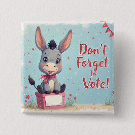 Vrolijke Ezel Stemherinnering Vierkante Button 5,1 Cm