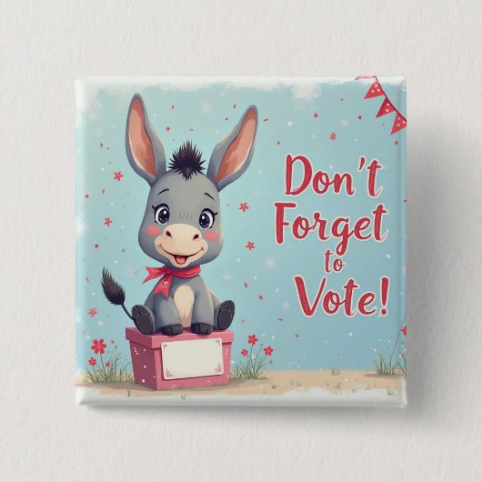 Vrolijke Ezel Stemherinnering Vierkante Button 5,1 Cm (Voorkant)