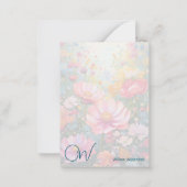 Vrolijke Fantasy Bloem Roze Tuin Monogram Notitiekaartje (Achterkant)