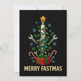 Vrolijke Fastmas Vonkontkerstboom monteur  Feestdagenkaart