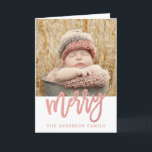 Vrolijke Faux nam Gouden Folie | Vakantie 2 Foto Feestdagen Kaart<br><div class="desc">Populaire moderne vakantie 2 het ontwerp van het fotowenskaart door Elke Clarke © met een schitterende manuscriptdoopvont met het woord "vrolijk" in een faux nam gouden folieeffect toe.</div>