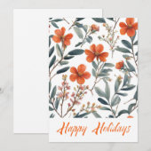 Vrolijke Feestdagen Bloemen Waterverf Prettig Kers Feestdagenkaart (Voorkant / Achterkant)