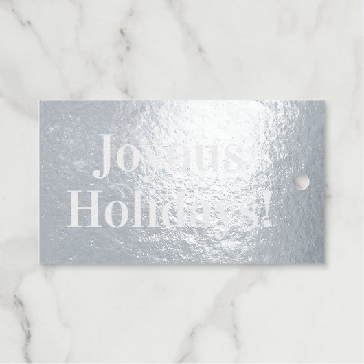 Vrolijke Feestdagen elegante Kerst zilver Cadeaulabels (Voorkant (horizontaal))