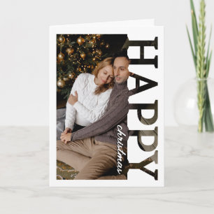 Vrolijke Feestdagen Foto Kerstkaart   Modern Minim Kaart