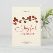 Vrolijke feestdagen rode bessen Kerstmis niet-foto Feestdagenkaart (Staand voorkant)