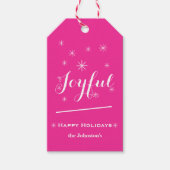 Vrolijke Feestdagen Script Rustic Hot Pink Christm Cadeaulabel (Voorkant)
