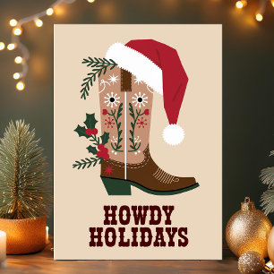 Vrolijke Feestdagen Western Cowboy Laars Kerstmis Kaart