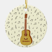 Vrolijke feestelijke gitarist Music Note Design Keramisch Ornament (Voorkant)